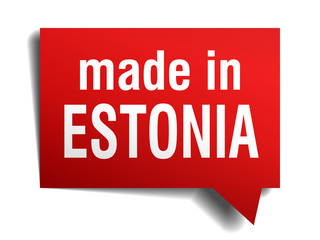made in Estonia red 3d realistic speech bubble