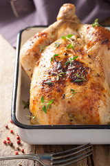 whole roasted chicken with pepper and thyme