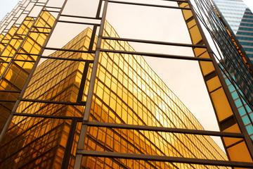 Obraz premium Modern glass silhouettes of skyscrapers in the city