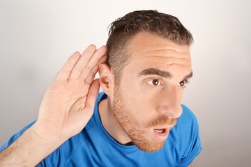 Fototapeta premium Man gesturing listening