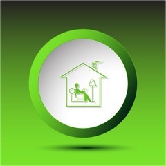 Home reading. Plastic button. Vector illustration.