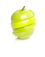 Apple sliced sections. Fruit isolated on white background