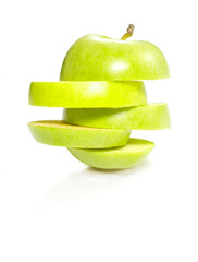 Apple sliced sections. Fruit isolated on white background