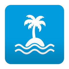 Fototapeta na wymiar Etiqueta tipo app azul simbolo isla