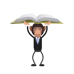 Business monkey with book over white background