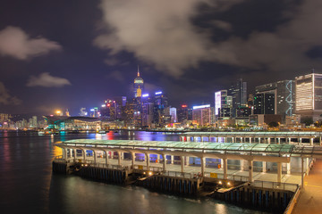 Fototapeta na wymiar Hong Kong Central Ferry Pier at Night