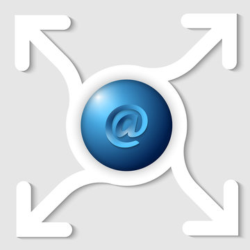 abstract frame with four arrows and email icon