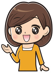 Obraz premium 紹介する女性