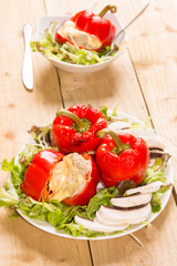 Stuffed Red bell peppers with lettuce