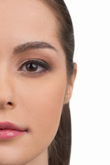 Fototapeta premium closeup half face of young girl.