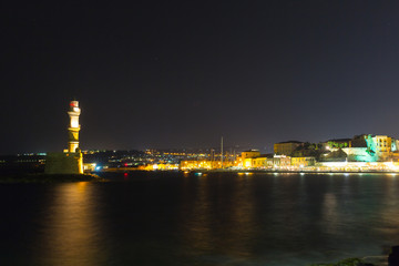 Chania town (Crete,Greece), light house at night