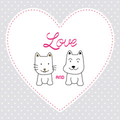 Love cat and dog card4