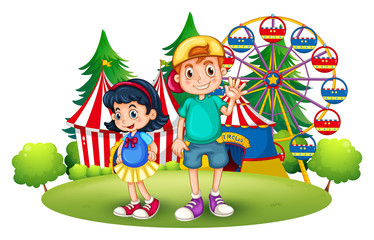 Obraz na płótnie Canvas Kids in front of the carnival