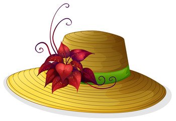 A fashionable hat with a plant
