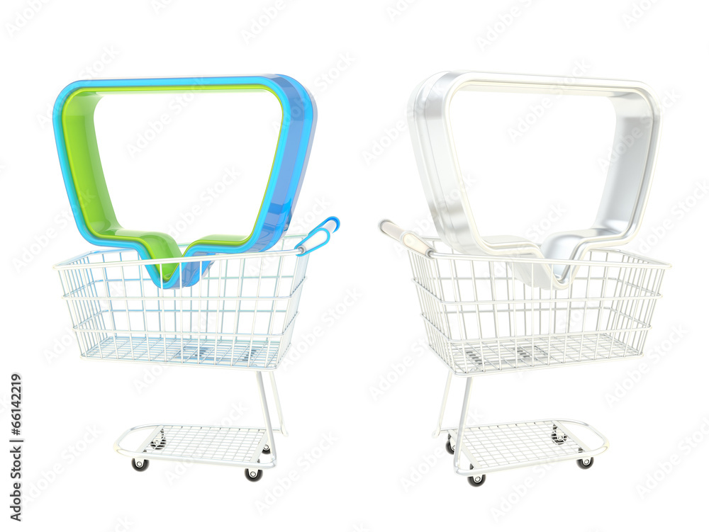 Fototapete Empty text bubble in a shopping cart