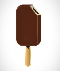 Ice cream on a stick with chocolate glaze.