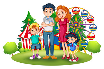 A family at the amusement park