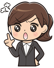 怒る女性　スーツ