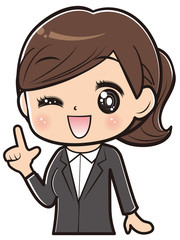 人差し指を立てる女性