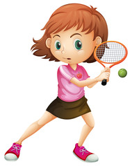Obraz na płótnie Canvas A young girl playing tennis