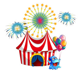 Obraz premium A circus tent with a monster in the front