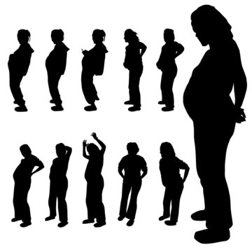 pregnancy woman vector silhouette
