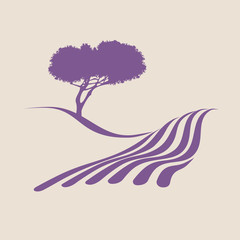 Naklejka premium Stylized illustration showing the rural landscape of Provence