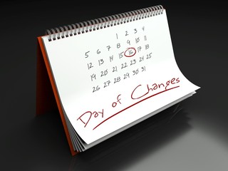 Day of changes important, calendar concept