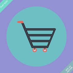Shopping cart sign - vector illustration. Flat design element