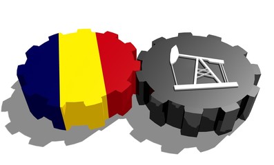 chad flag on gear and 3d derrick model near