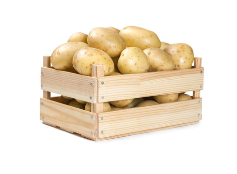 Potatoes in a wooden box