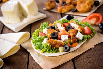 Chicken salad on tortilla