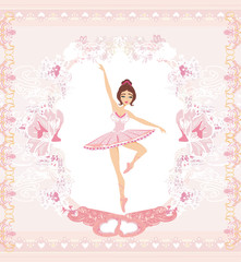 Beautiful ballerina - abstract card with pink ornaments