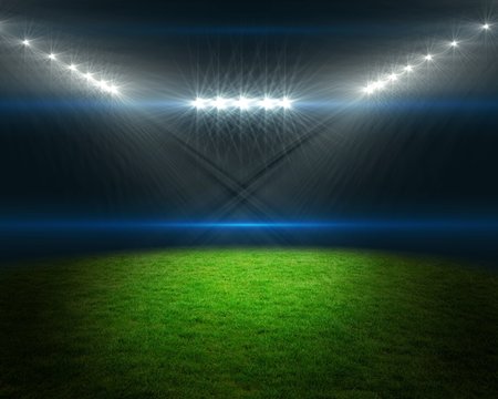 Football pitch with bright lights