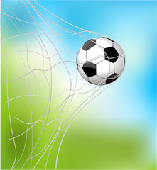 Fototapeta premium isolated soccer ball in the goal net eps10 illustration