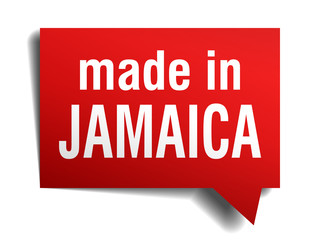 made in Jamaica red  3d realistic speech bubble