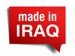 made in Iraq red  3d realistic speech bubble