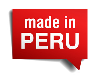 made in Peru red  3d realistic speech bubble 