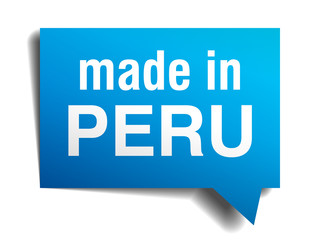 made in Peru blue 3d realistic speech bubble
