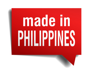 made in Philippines red  3d realistic speech bubble 