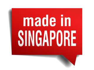 made in Singapore red  3d realistic speech bubble 