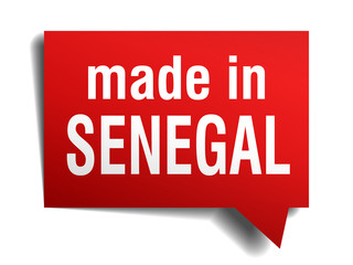made in Senegal red  3d realistic speech bubble 