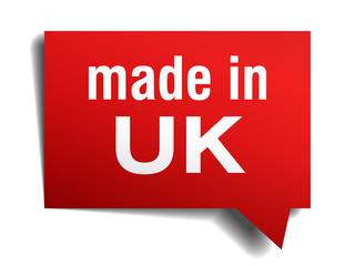 made in uk red  3d realistic speech bubble 