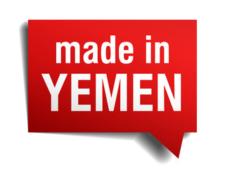 made in Yemen red  3d realistic speech bubble 