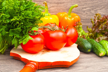 fresh vegetables on wooden board