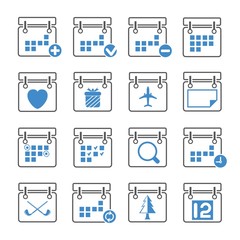 calendar icons, gray and blue theme