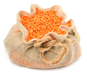 red lentils in the sack