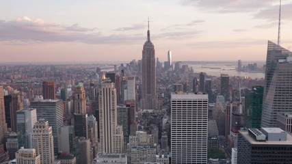 Aerial Sunset timelaspe of Manhattan skyline - New York - USA - Powered by Adobe