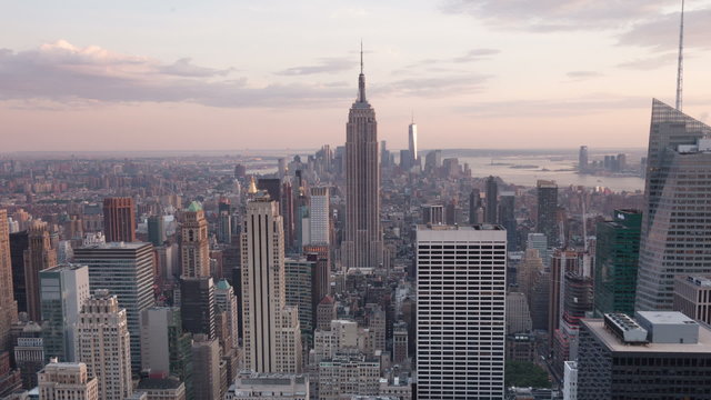 Aerial Sunset timelaspe of Manhattan skyline - New York - USA