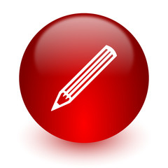 pencil red computer icon on white background